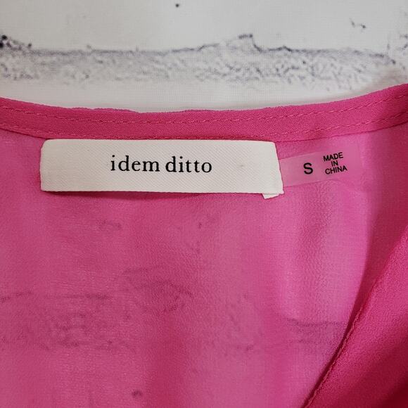 Idem Ditto Hot Pink Sheer Wrap Top Size Small - Picture 6 of 10